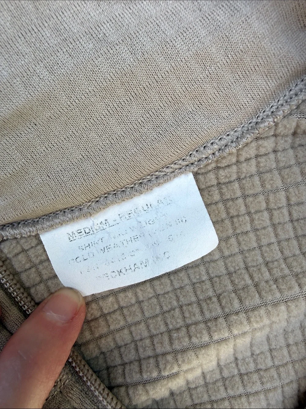 Beige Waffle Knit Quarter-Zip thermal Pullover
